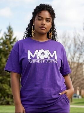 EUC Gildan Plus Size Purple Stephen F Austin University MOM Graphic Tee Shirt 3X